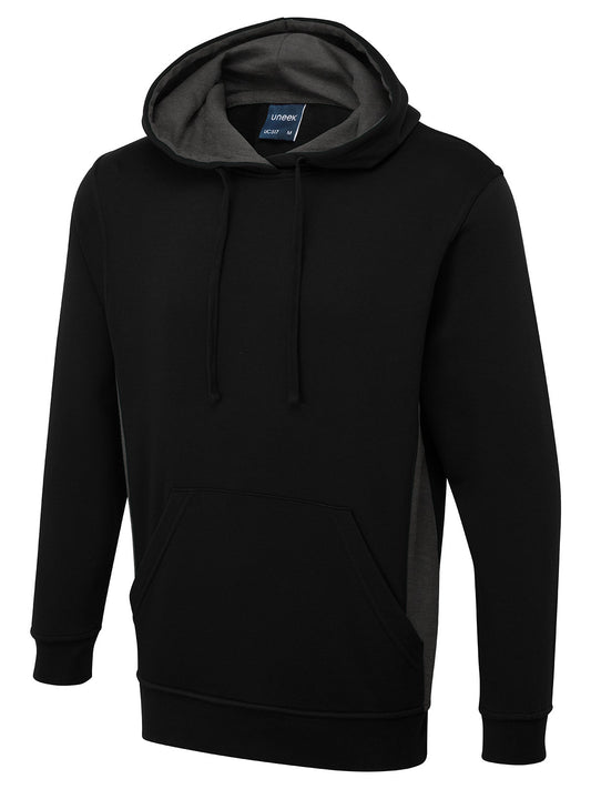 Two Tone Hooded Sweatshirt in Black/Charcoal