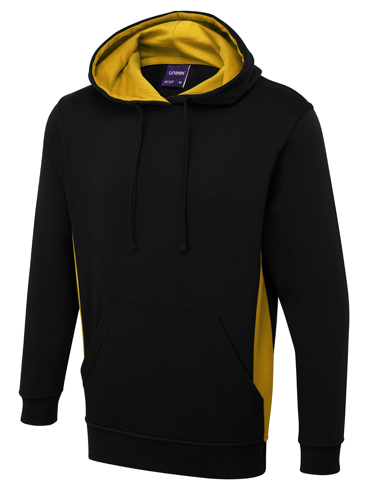 Two Tone Hooded Sweatshirt in Black/Yellow
