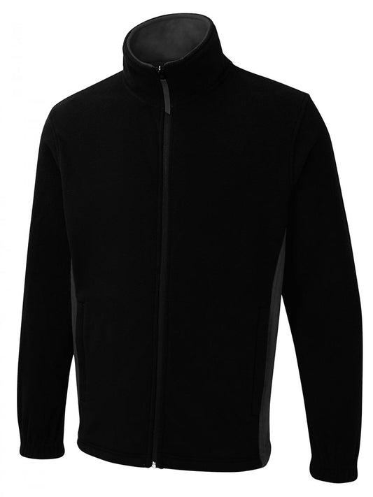 Two Tone Full Zip Fleece Jacket in Black/Charcoal