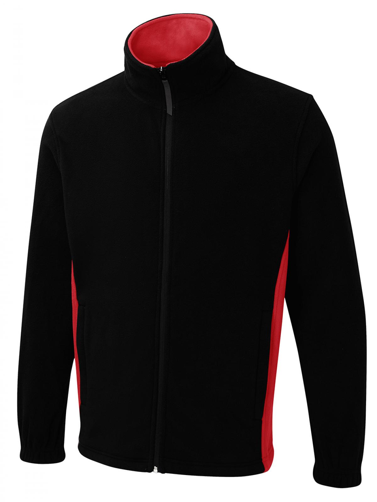 Two Tone Full Zip Fleece Jacket in Black/Red