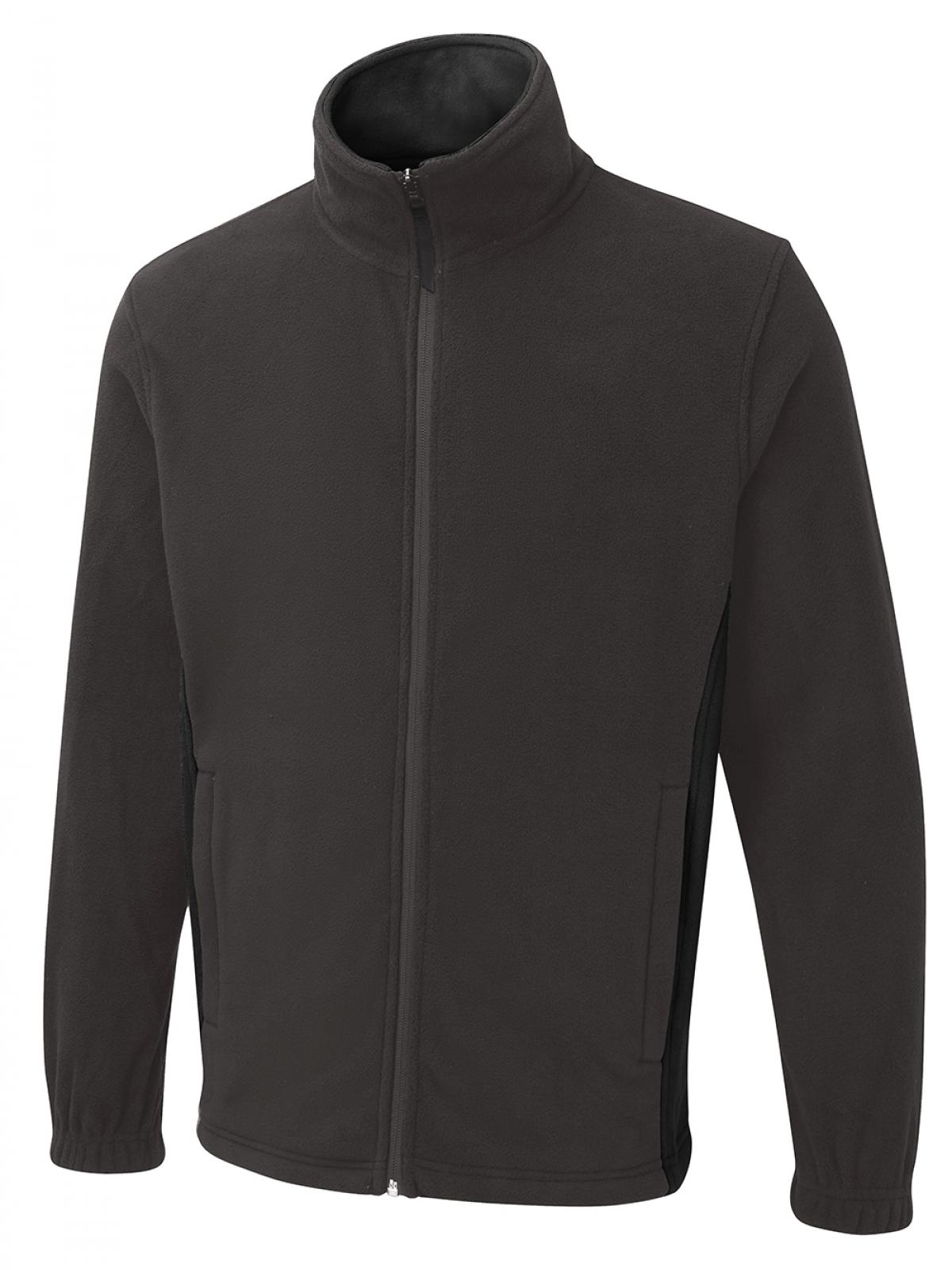 Two Tone Full Zip Fleece Jacket in Charcoal/Black