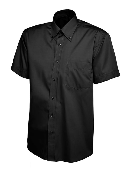 Mens Pinpoint Oxford Half Sleeve Shirt in Black
