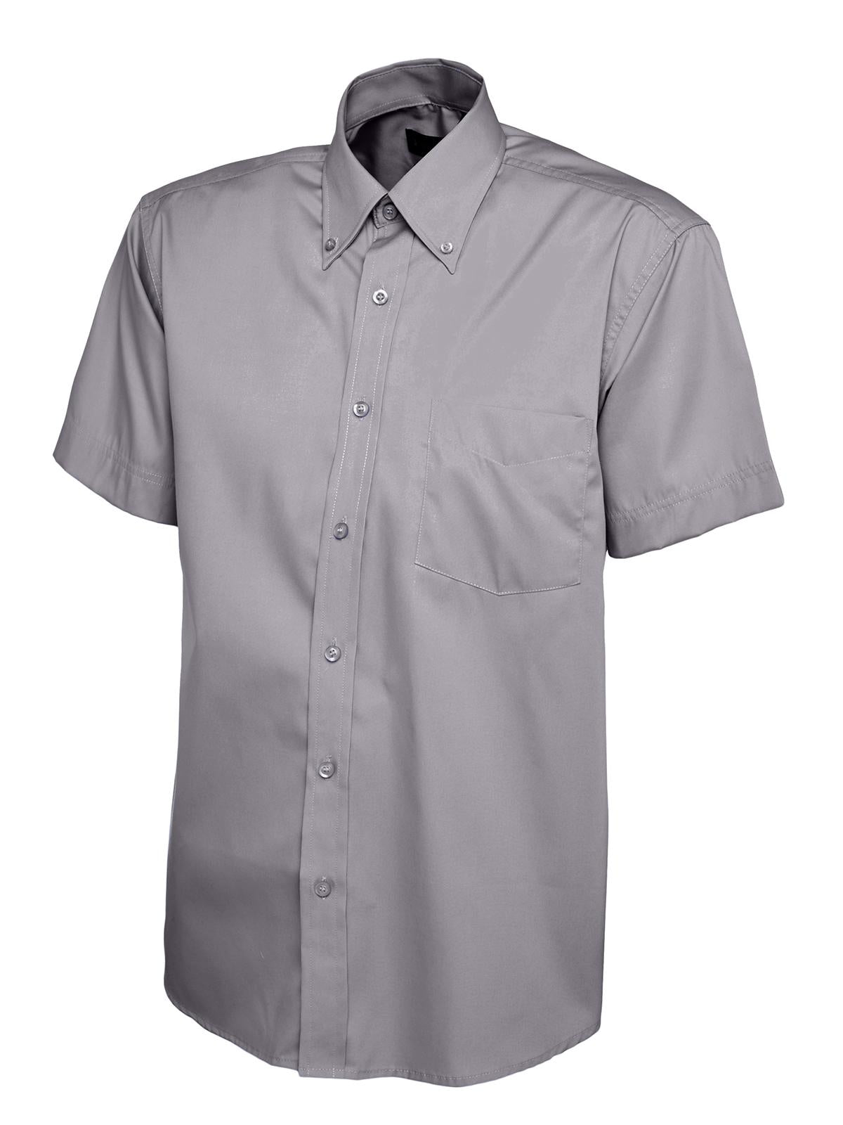 Mens Pinpoint Oxford Half Sleeve Shirt in Charcoal