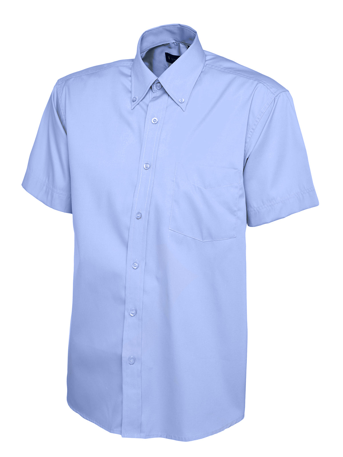 Mens Pinpoint Oxford Half Sleeve Shirt in Mid Blue