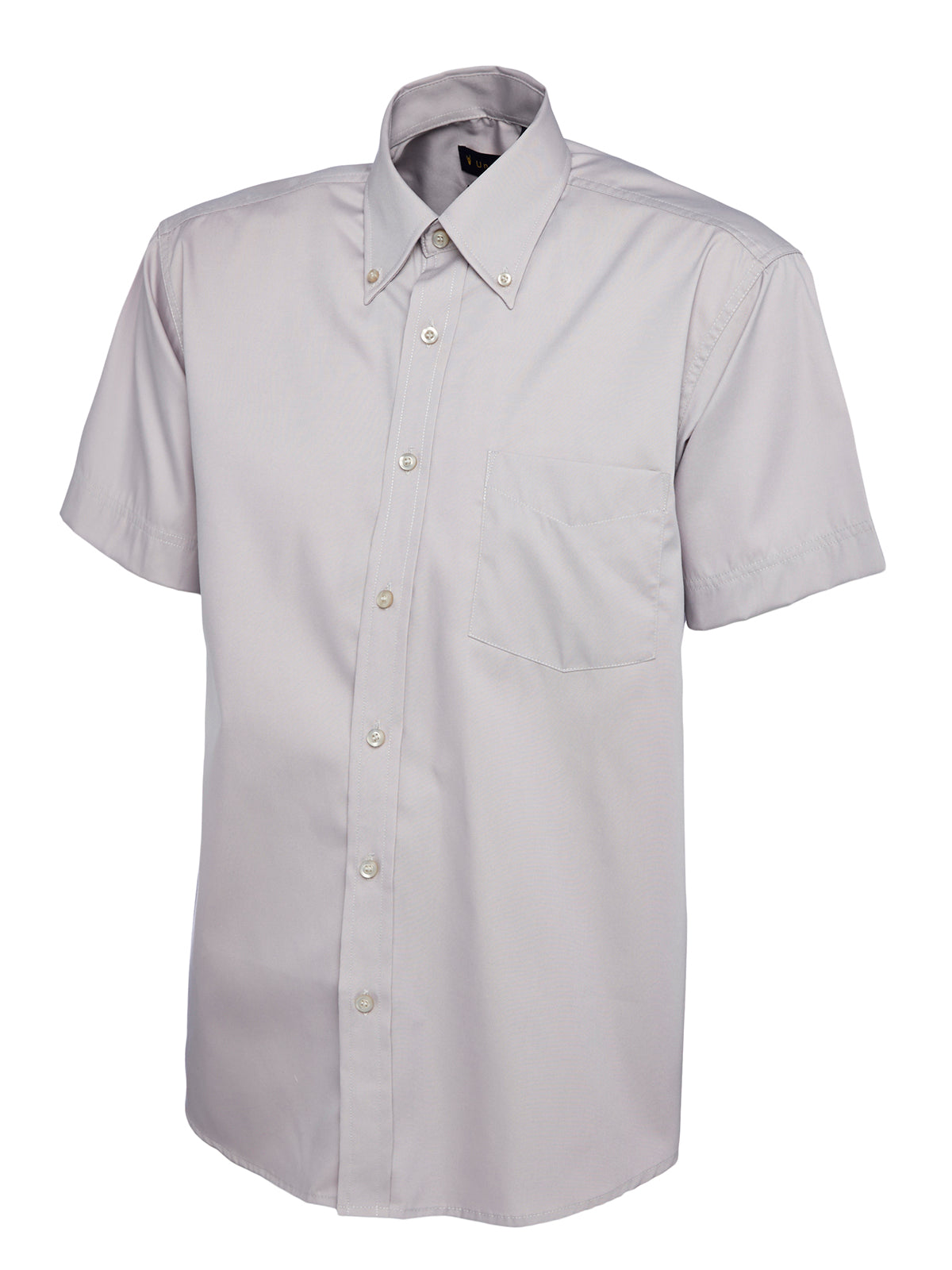 Mens Pinpoint Oxford Half Sleeve Shirt in Silver Grey