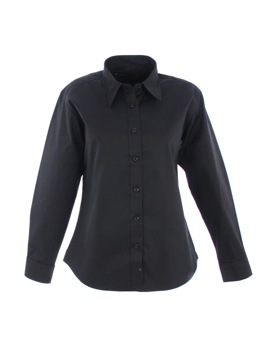 Ladies Pinpoint Oxford Full Sleeve Shirt in Black