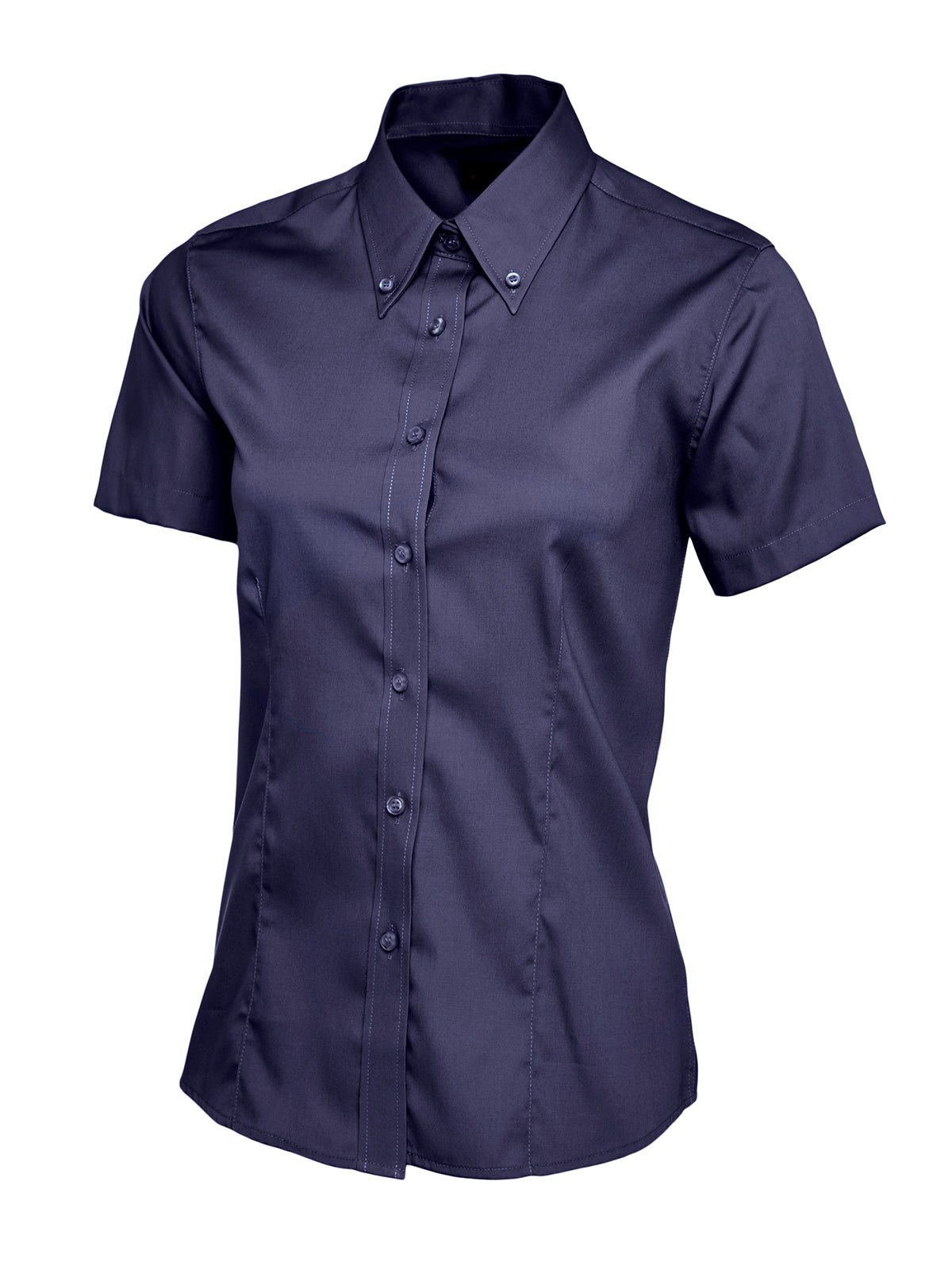 Ladies Pinpoint Oxford Half Sleeve Shirt in Navy
