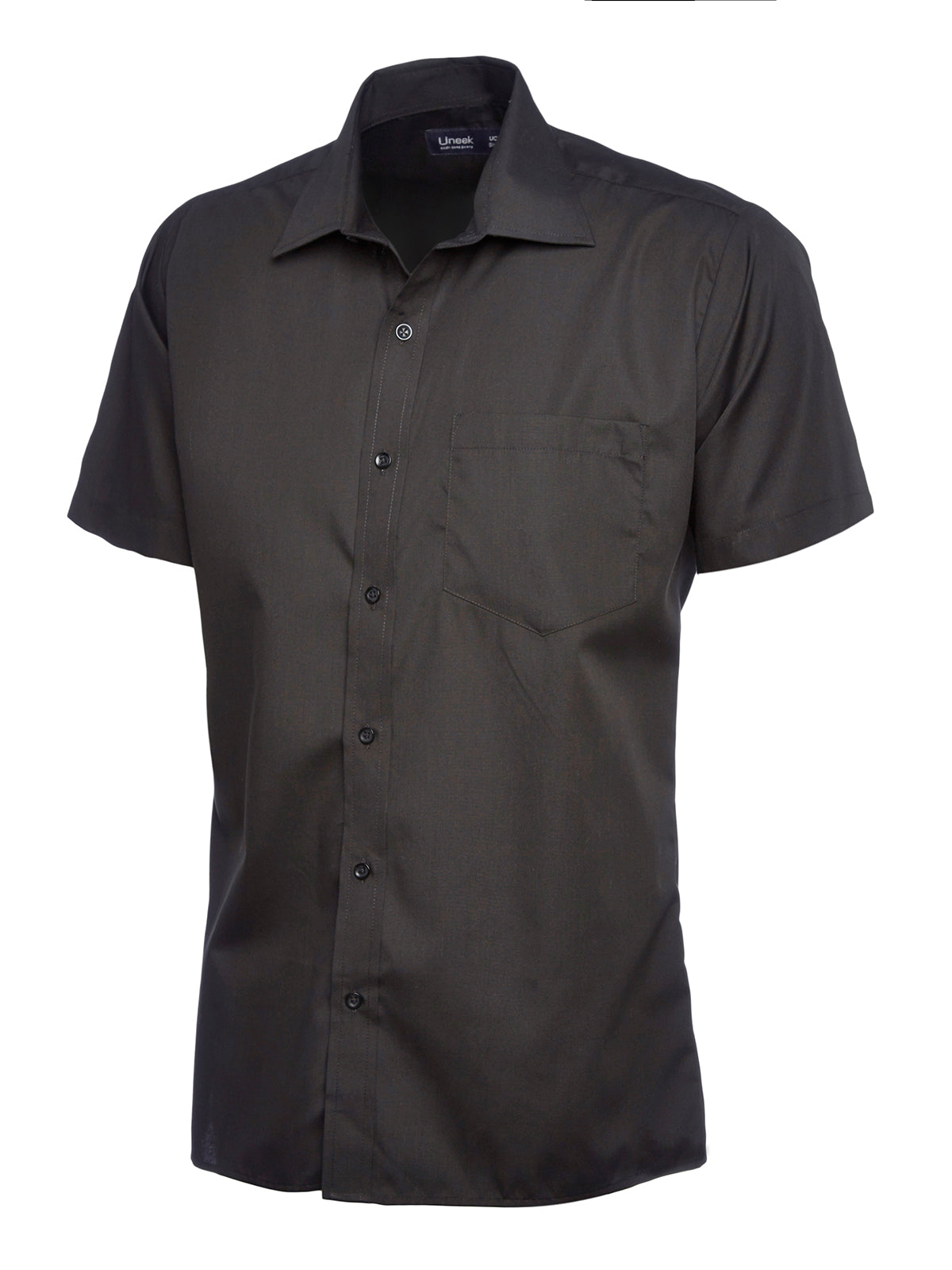 Mens Poplin Half Sleeve Shirt in Black