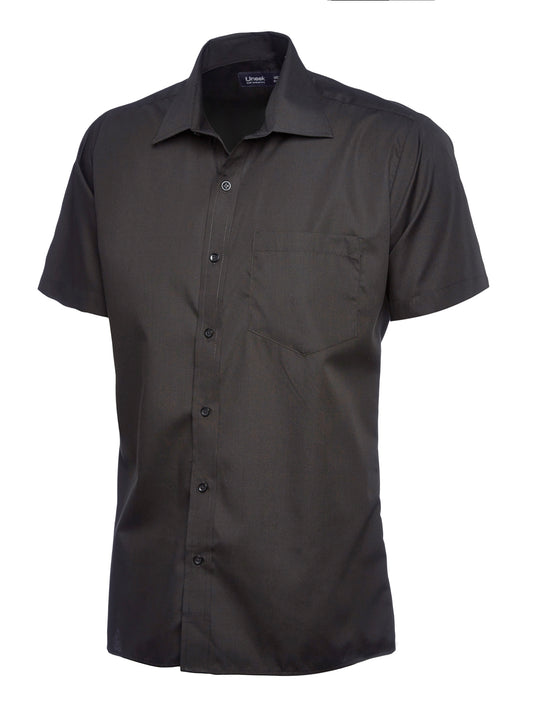 Mens Poplin Half Sleeve Shirt in Black