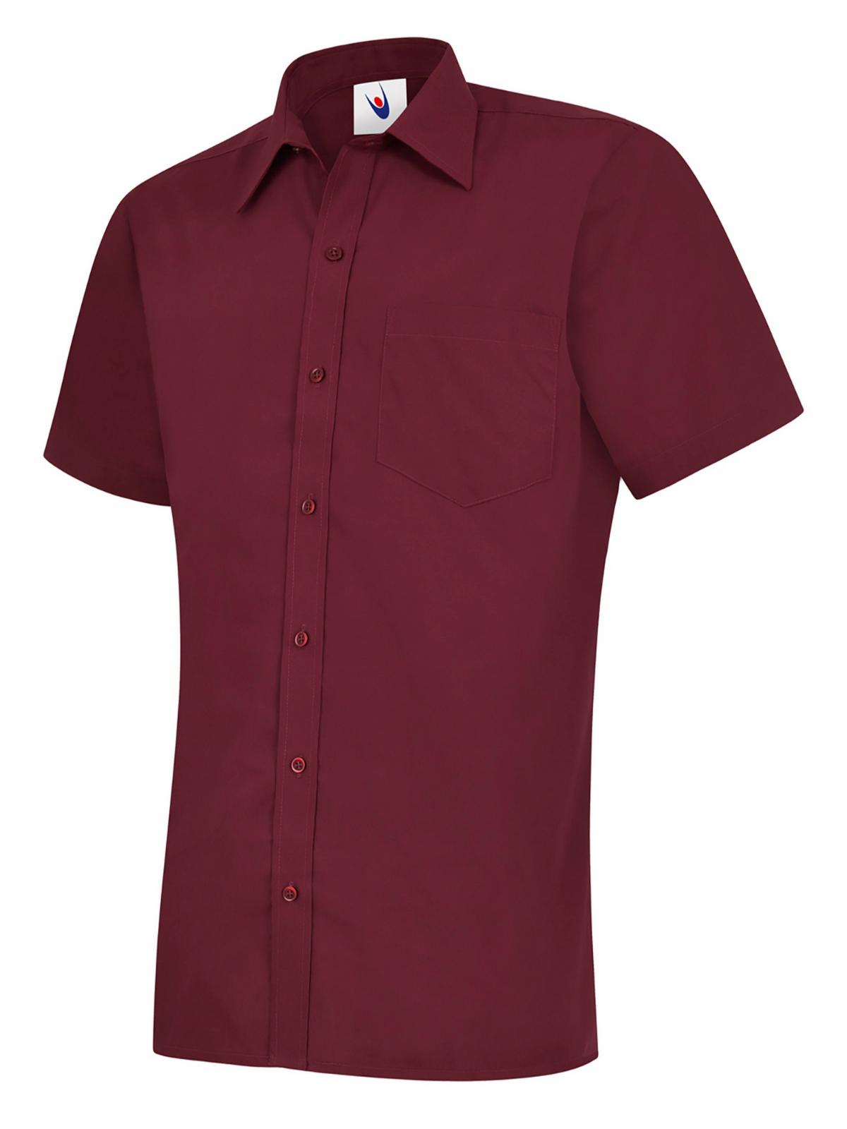 Mens Poplin Half Sleeve Shirt in Burgundy