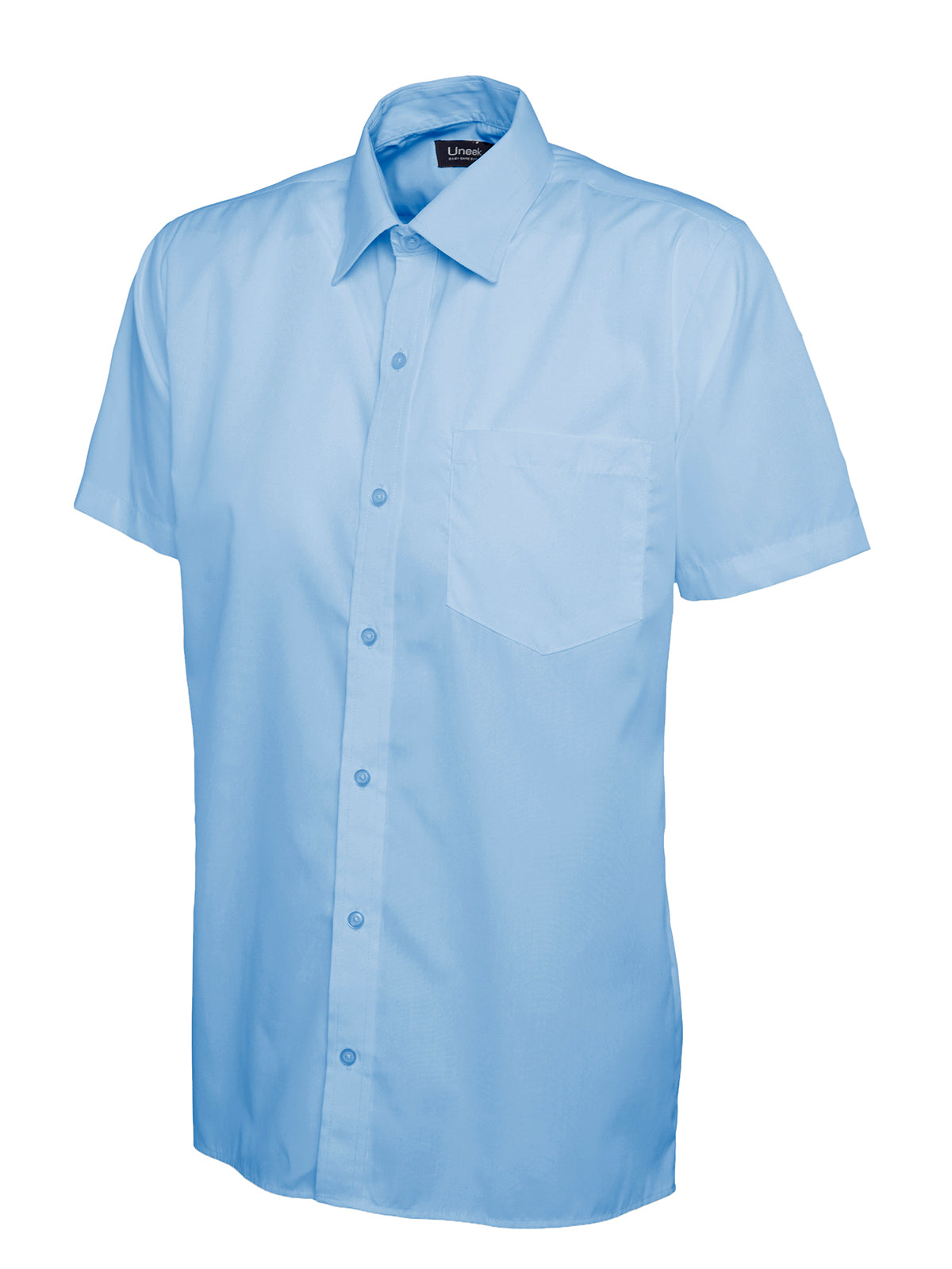 Mens Poplin Half Sleeve Shirt in Light Blue