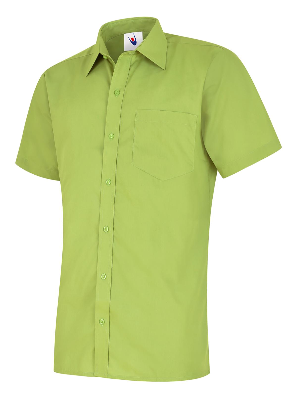 Mens Poplin Half Sleeve Shirt in Lime