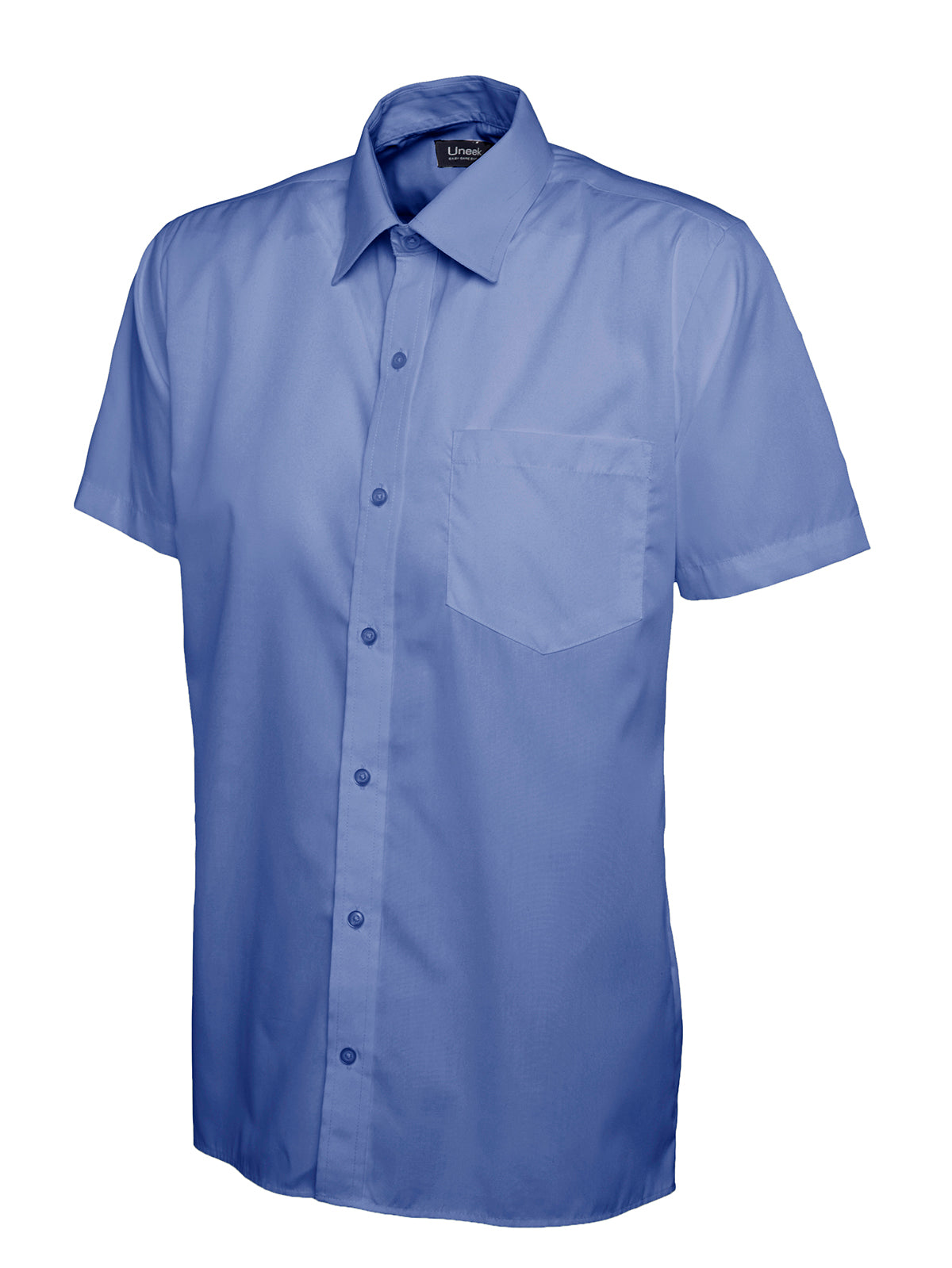 Mens Poplin Half Sleeve Shirt in Mid Blue