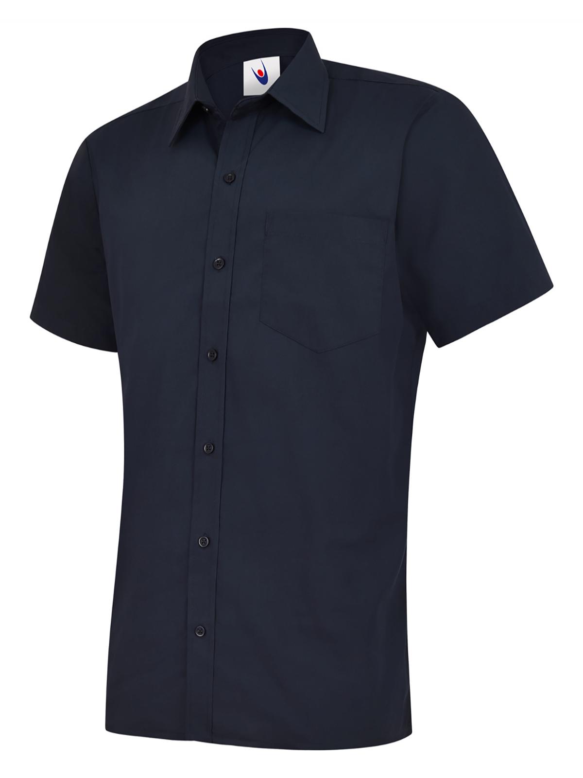 Mens Poplin Half Sleeve Shirt in Navy