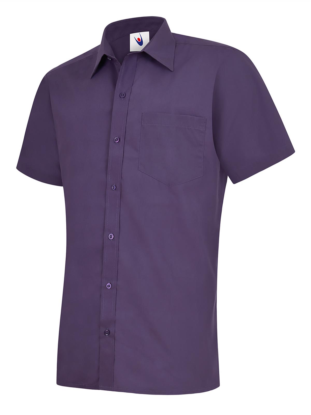 Mens Poplin Half Sleeve Shirt in Purple