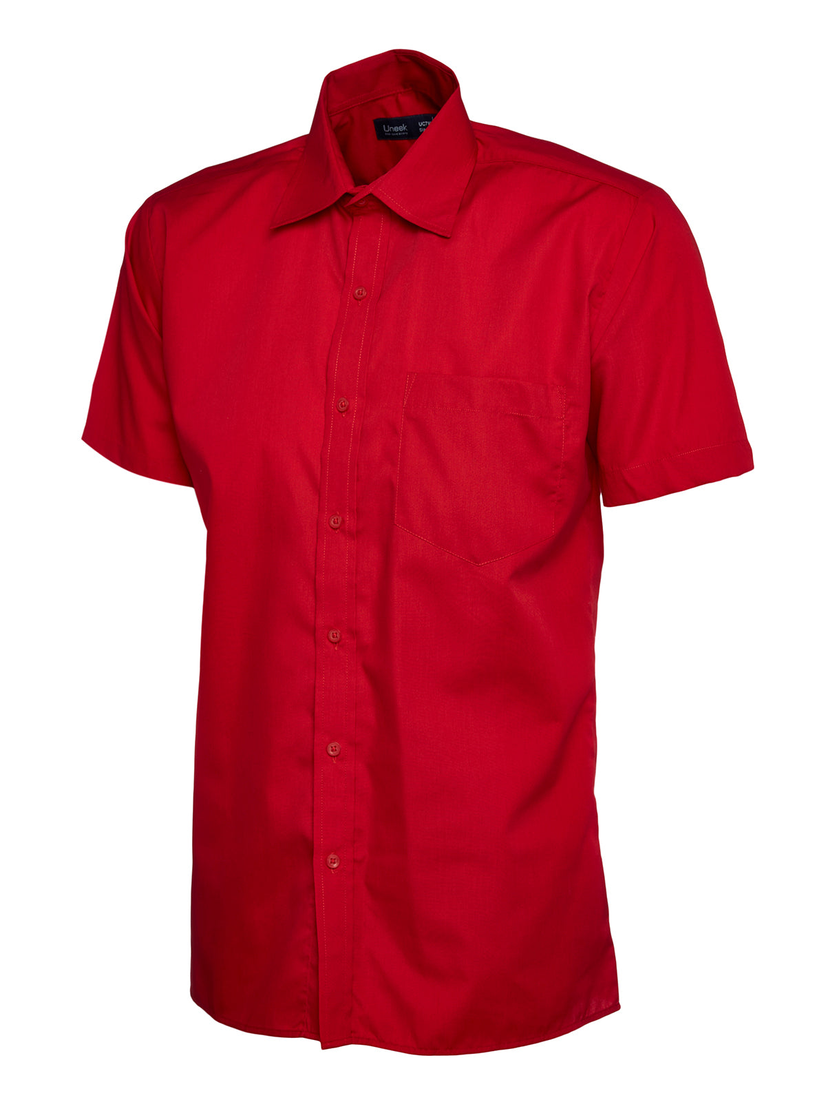 Mens Poplin Half Sleeve Shirt in Red