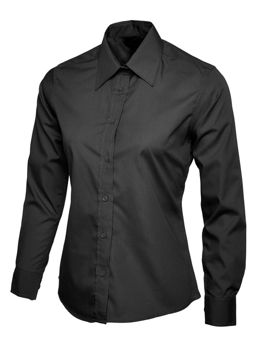 Ladies Poplin Full Sleeve Shirt in Black
