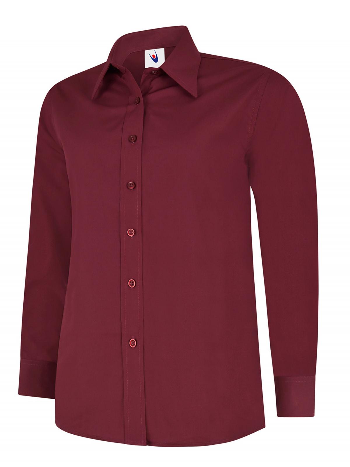 Ladies Poplin Full Sleeve Shirt in Burgundy