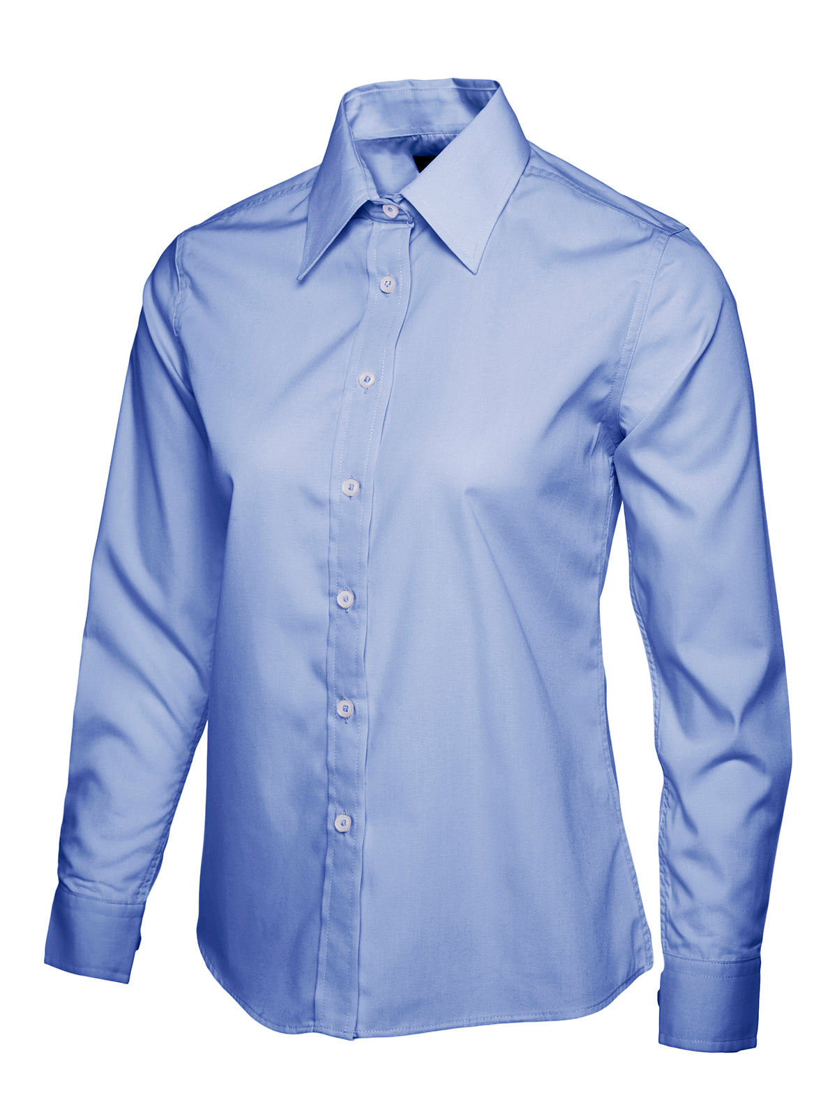 Ladies Poplin Full Sleeve Shirt in Mid Blue