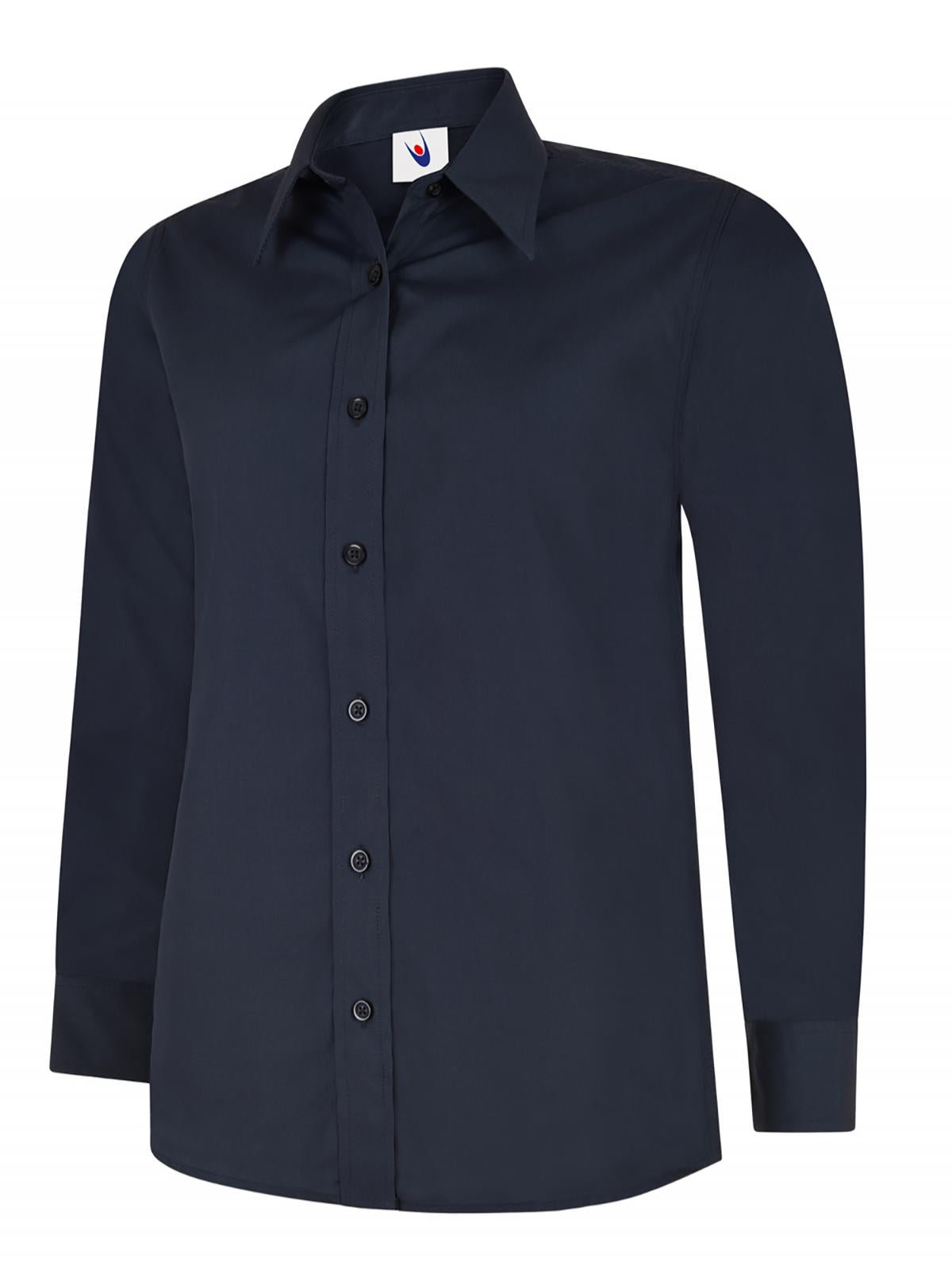 Ladies Poplin Full Sleeve Shirt in Navy