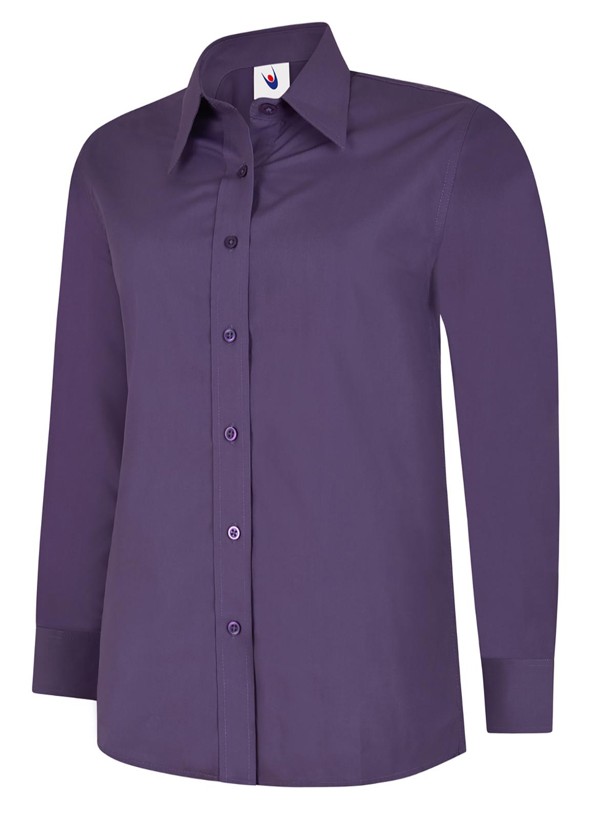 Ladies Poplin Full Sleeve Shirt in Purple