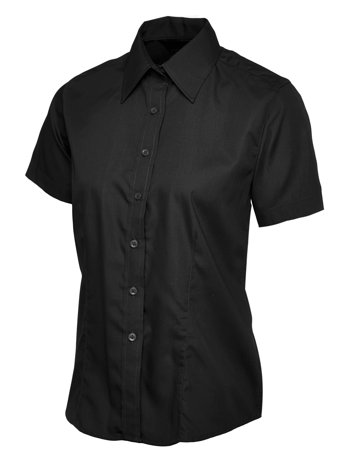 Ladies Poplin Half Sleeve Shirt in Black