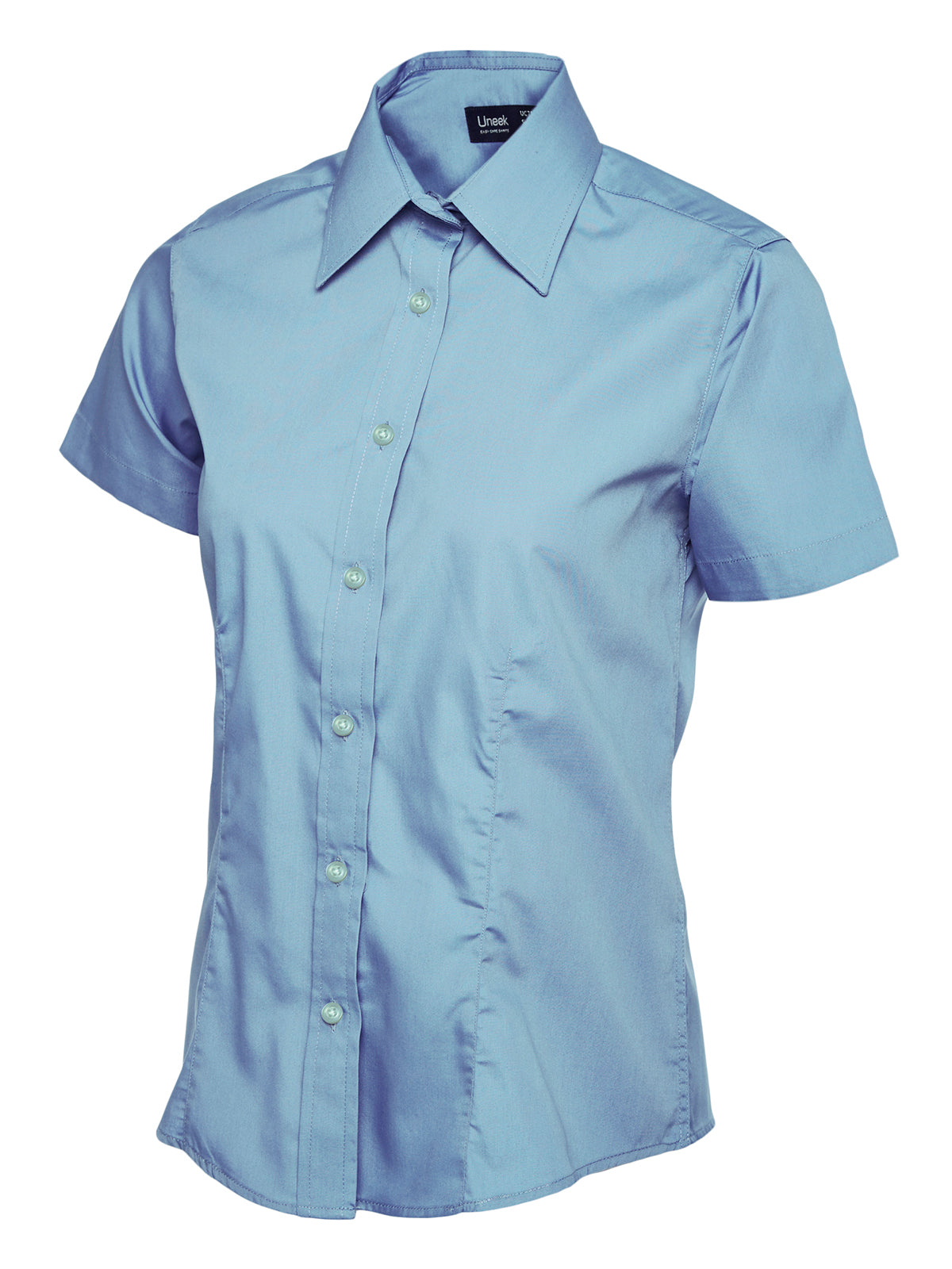 Ladies Poplin Half Sleeve Shirt in Light Blue