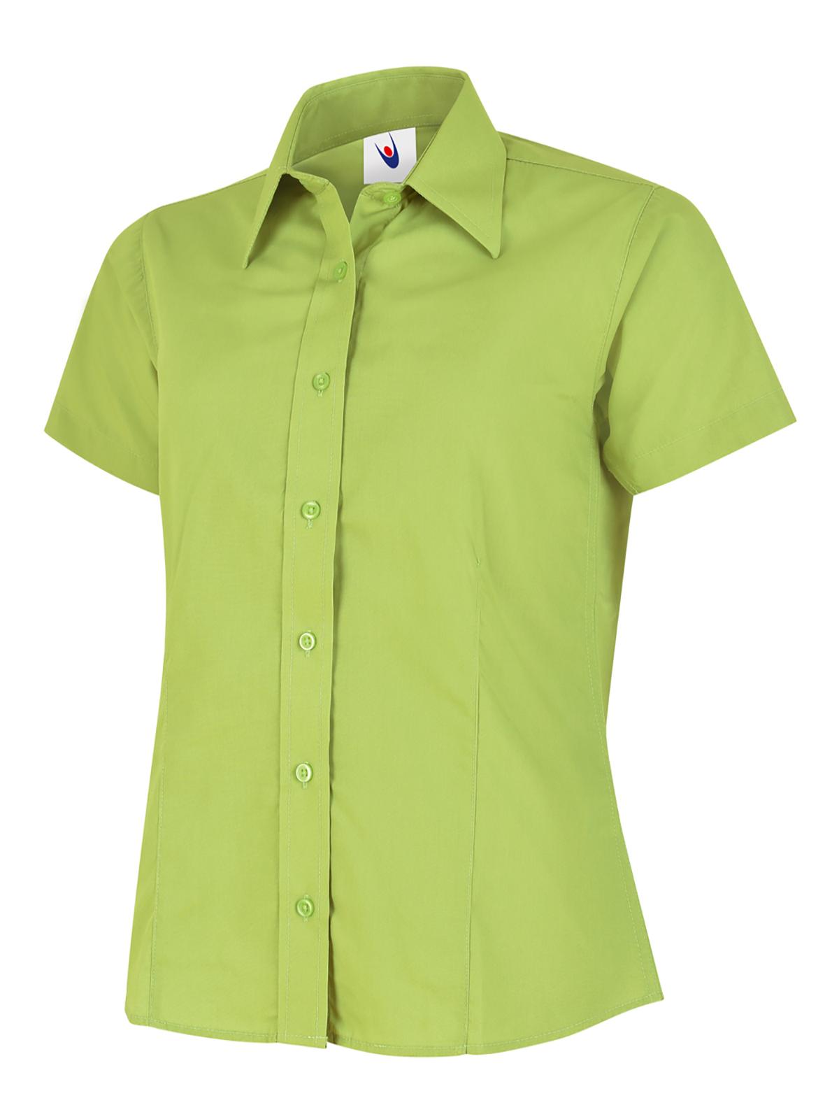 Ladies Poplin Half Sleeve Shirt in Lime