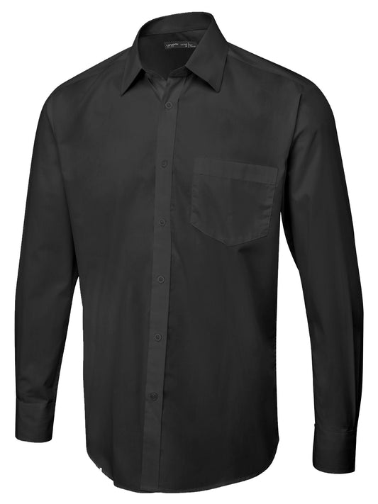 Men's Long Sleeve Poplin Shirt in Black