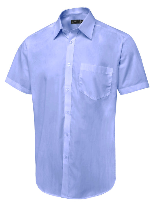 Men's Short Sleeve Poplin Shirt in Mid Blue