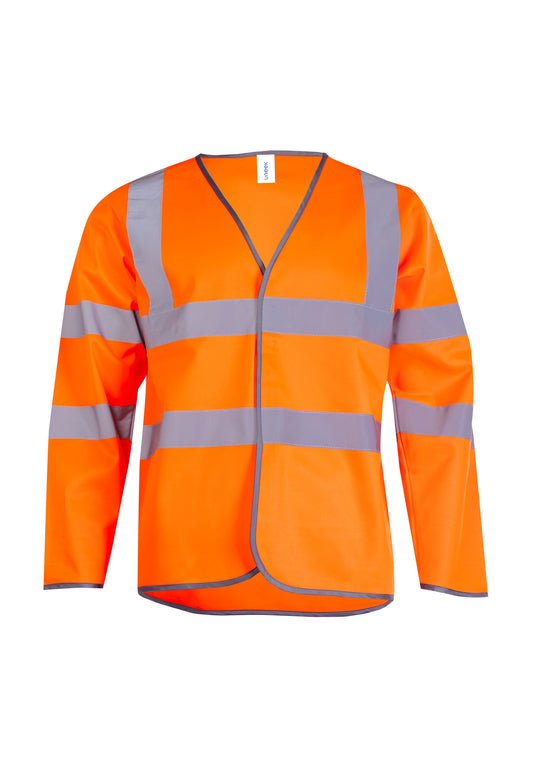 Long Sleeve Hi Vis Safety Waistcoat in Orange