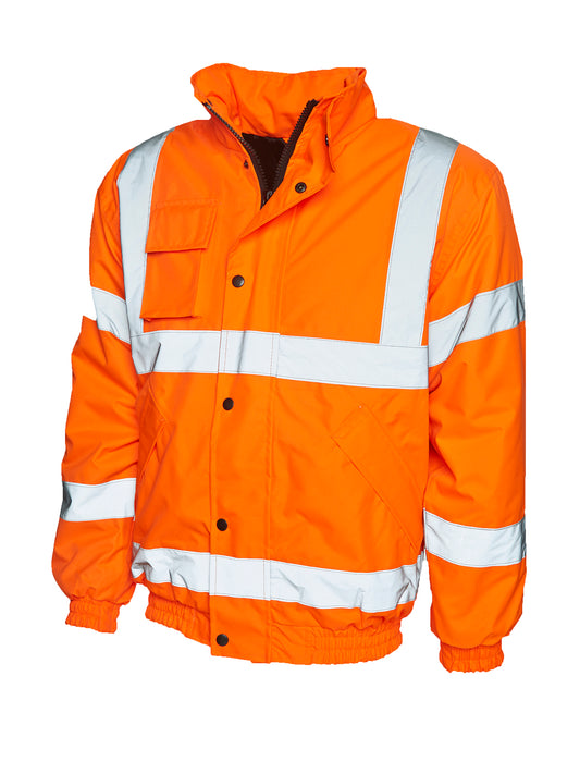 Hi Vis Bomber Jacket in Orange