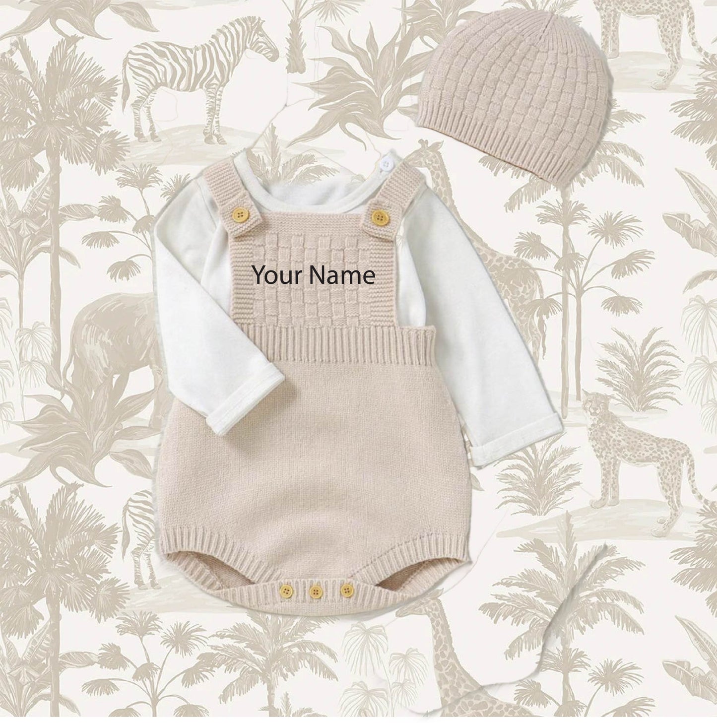 Personalised Knitted Romper with Embroidered Name