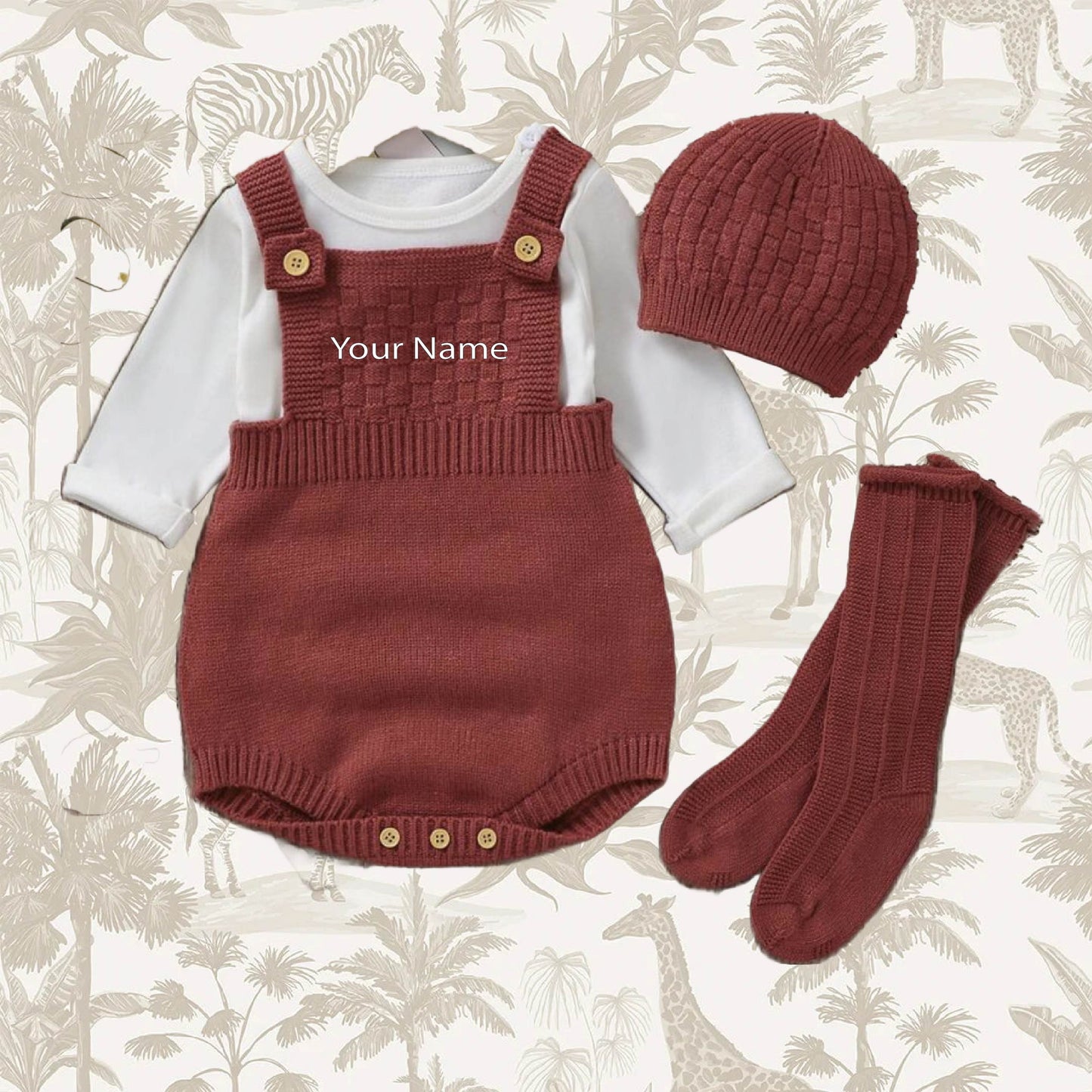 Personalised Knitted Romper with Embroidered Name