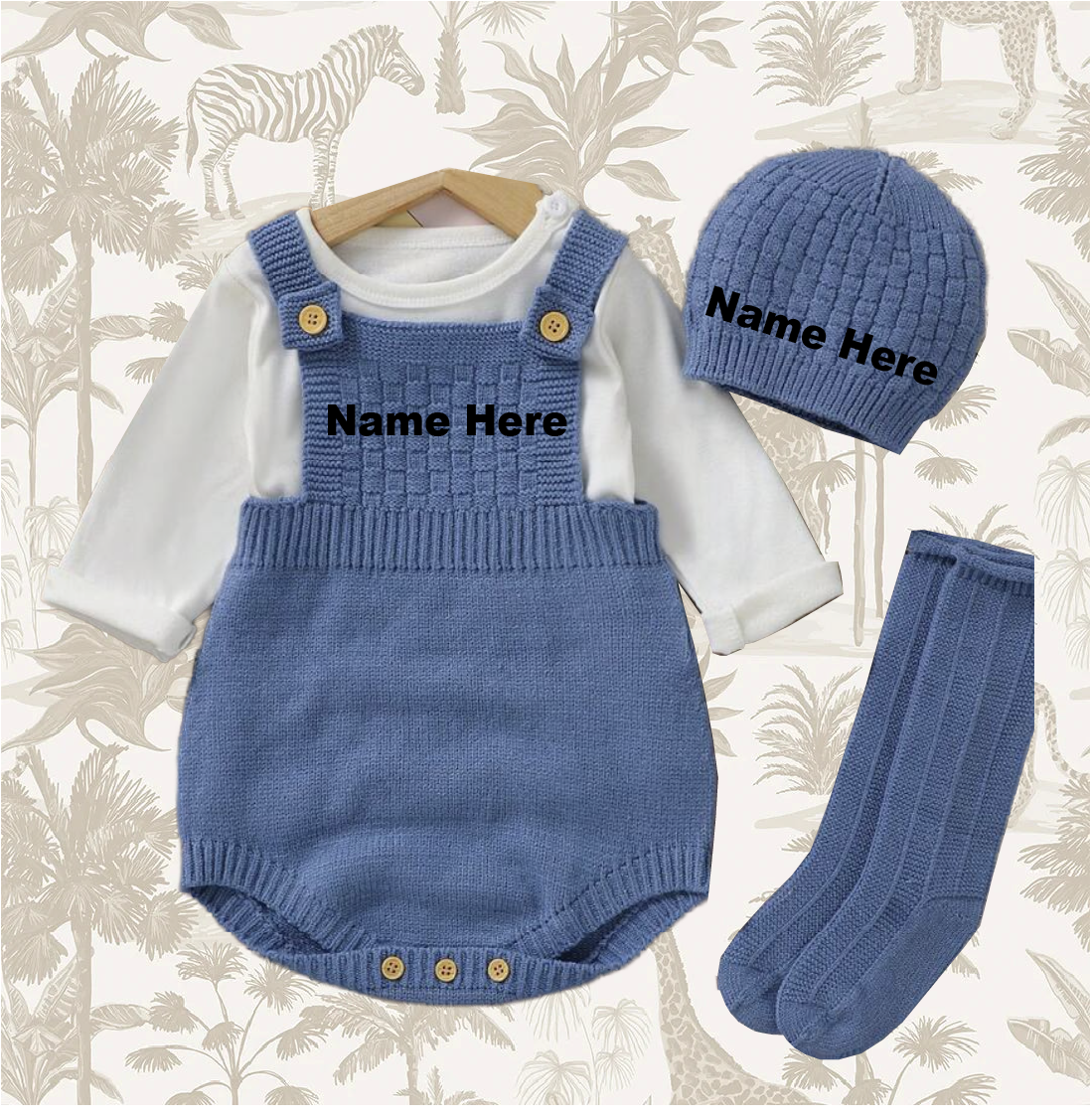 Personalised Knitted Romper with Embroidered Name