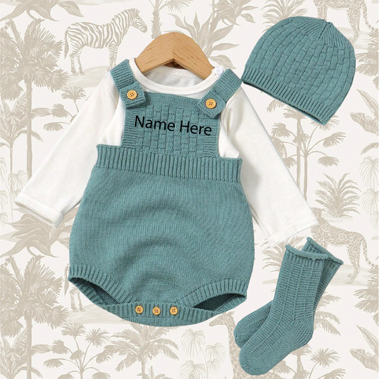 Personalised Knitted Romper with Embroidered Name