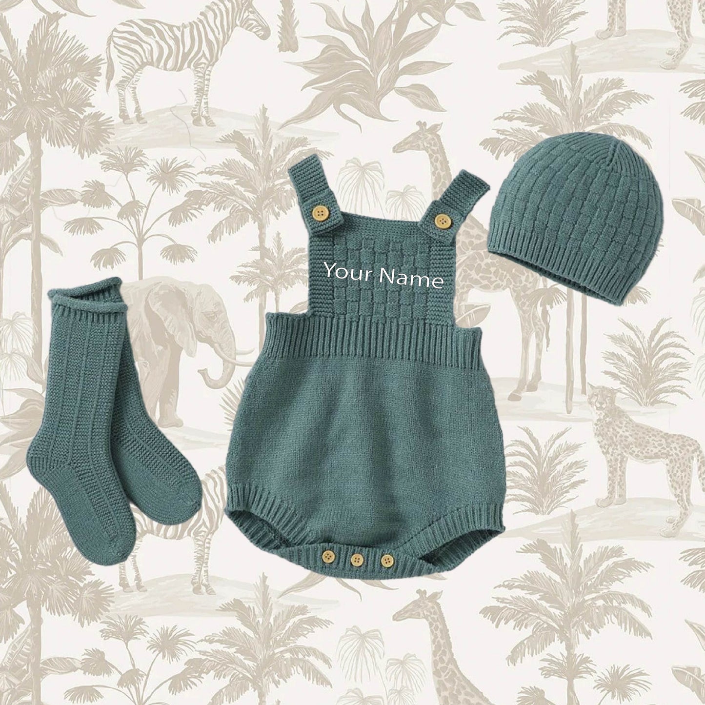 Personalised Knitted Romper with Embroidered Name