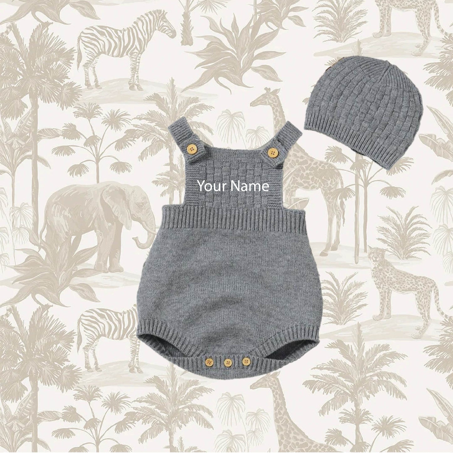 Personalised Knitted Romper with Embroidered Name