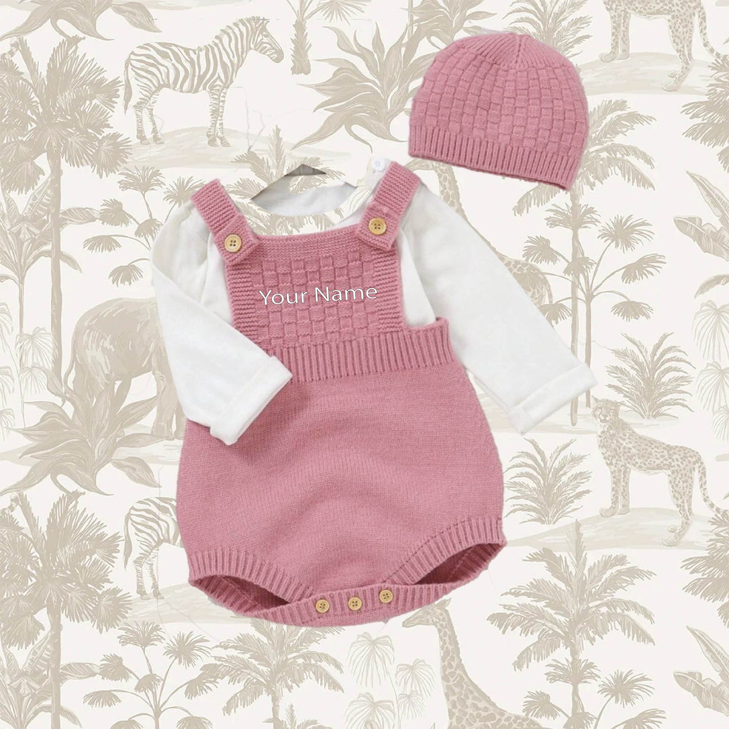 Personalised Knitted Romper with Embroidered Name